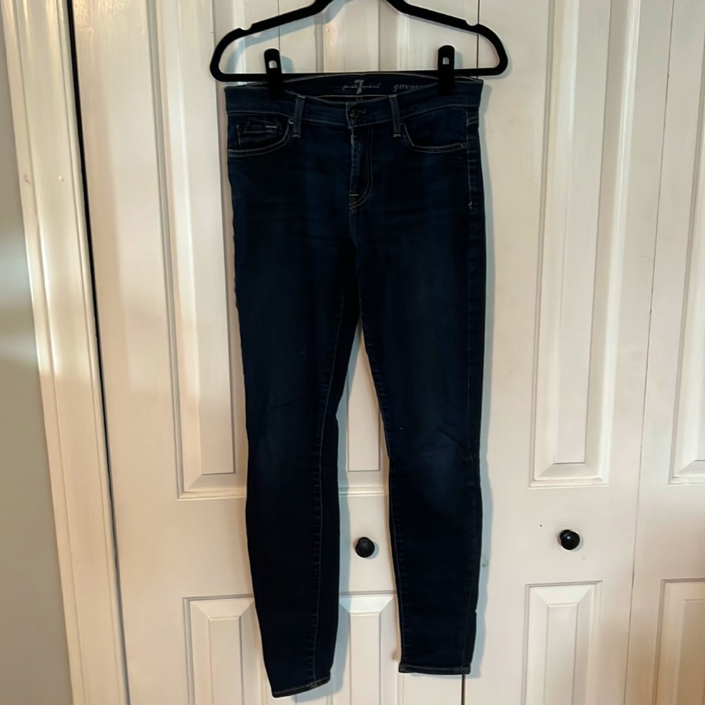 7 For All Mankind Gwenevere Mid Rise Skinny Denim Jeans Size 28